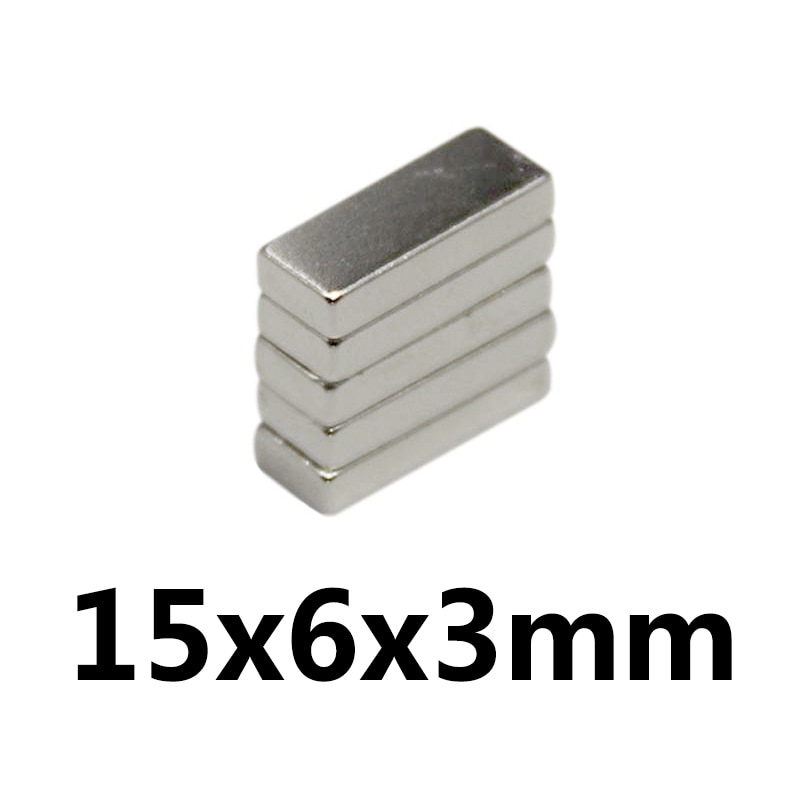 10 ~ 500 Stuks 15X6X3 Mm N35 Sterke Zeldzame Aarde Magneet Dikke 3 Mm Blok Rechthoekige magnetische Ndfeb Permanente Neodymium Magneten 15*6*3 Mm
