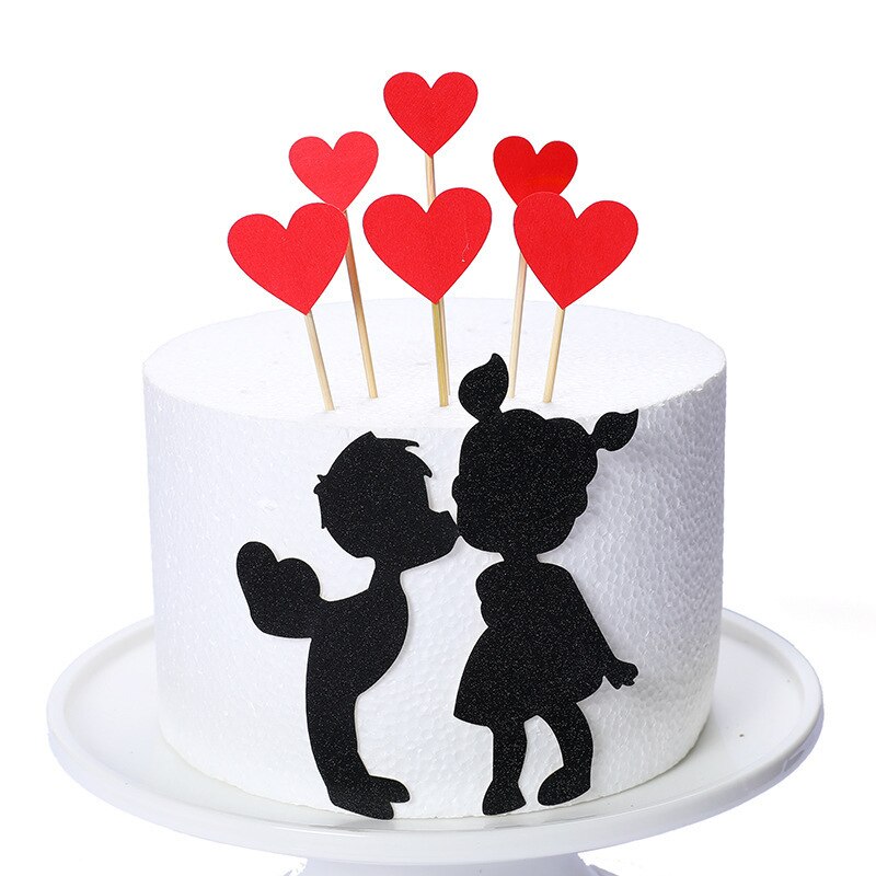 Valentijnsdag Rood Hart Cake Topper Set Voor Vriendin Liefhebbers Bruiloft Decoratie Verjaardag Taart Decoratie Taart Benodigdheden: style 1