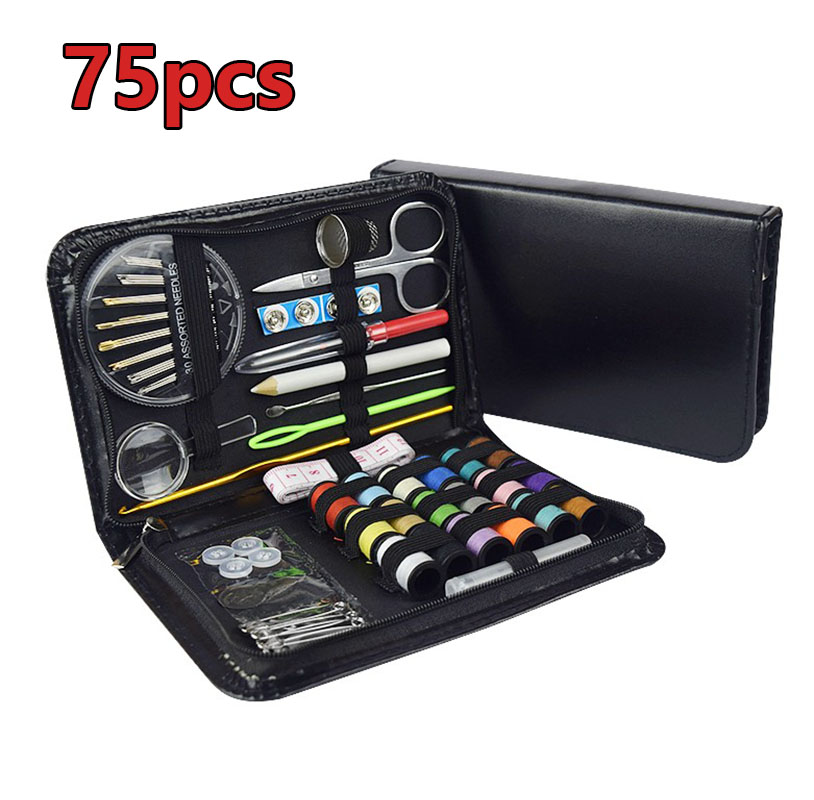 Sewing Kits DIY Apparel Multi-function Sewings Tools Accessory Box Set for Hand Quilting Stitching Embroidery Thread Fabric: 75pcs