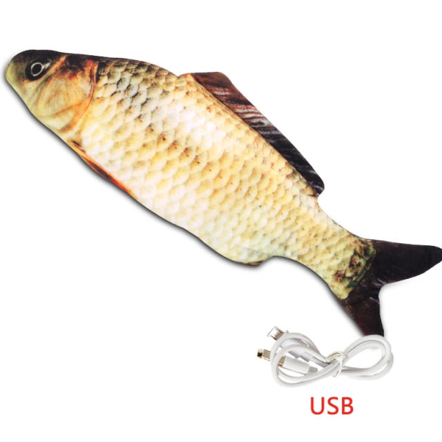 Pet Soft Electronic Fish Shape Cat Toy Electric USB Charging Simulation Fish Toys Funny Cat Chewing Playing Supplies Dropshiping: grass carp