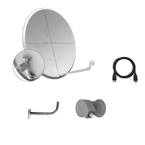 Kit de antena parabólica de 60 cm lnb e soporte blanco