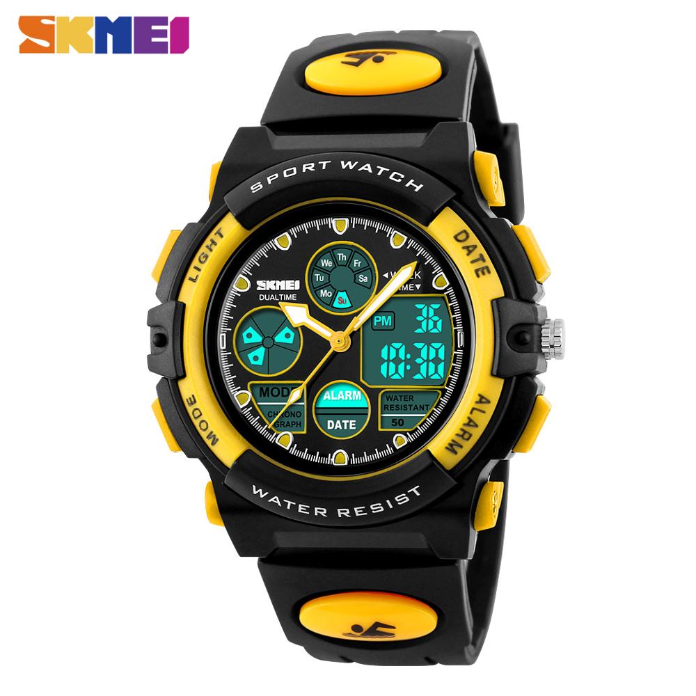 SKMEI 5Bar Waterproof Chronograph Luminous Children Digital Wrist Watch Kids Sport Watches Boys Girls Electronic Quartz Clock: yellow