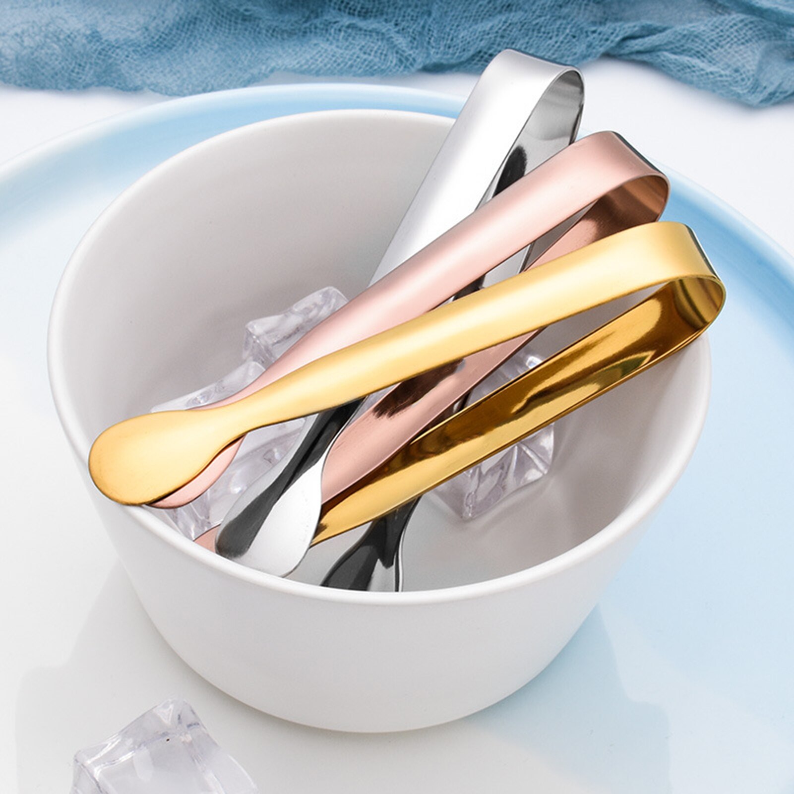 2 Stuks Vergulde Mini Tang Suiker Kubus Tang Rvs Mini Ice Tong Thee Party Koffie Bar Benodigdheden