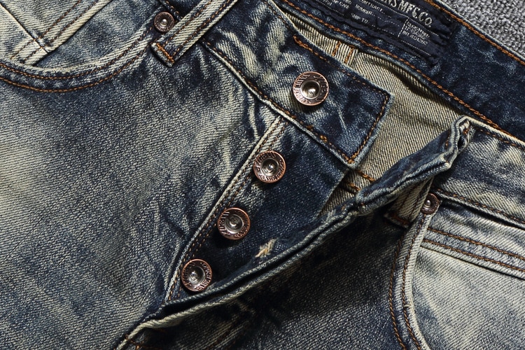 Klassieke vintage merk heren jeans jeans heren casual broek knoop hoog