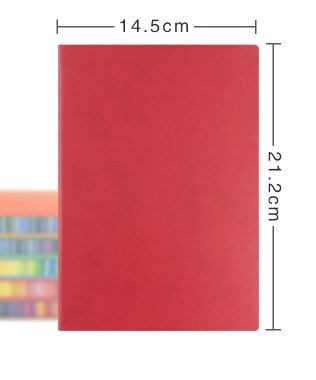 RuiZe cute korean notebook A5 leather diary school note book journal daily memo hardcover notebook thick paper rainbow edge: Red
