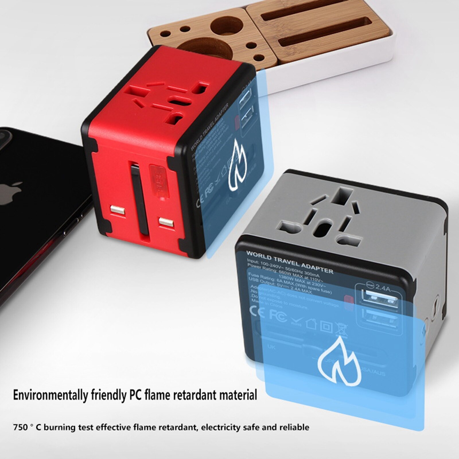 Newest USB Socket Adapter Multi-Purpose Switcher, Power Supply EU AU US UK Plug Hotel Phone Laptop Charger