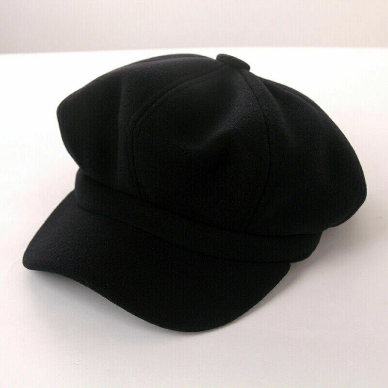 Outono inverno octogonal chapéus moda lã boinas bonés feminino branco chapéus artista francês bonés de alta qualidade ao ar livre chapéu hat hat hat а hat: Preto