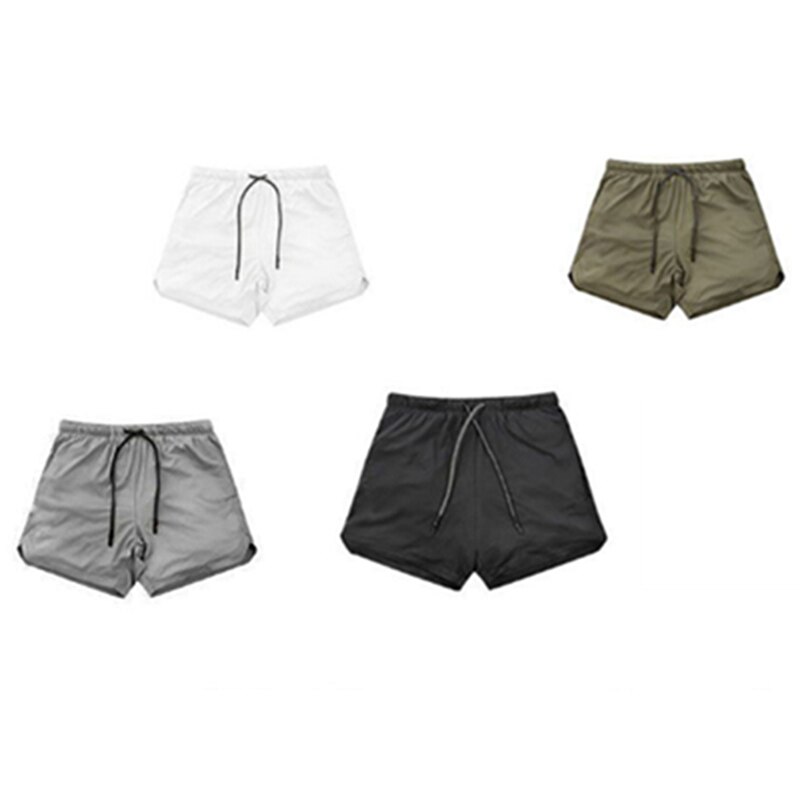 Men Knee Length Sweatpants Short Sportswear Summer Double Layer Straight Fitness Shorts
