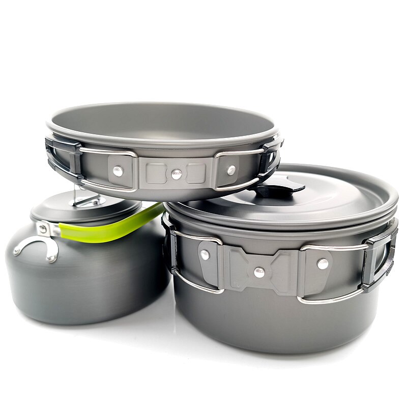Juego de utensilios de cocina para acampar, juego de ollas y sartenes para acampar al aire libre, mochilero, Picnic, 1-3 personas