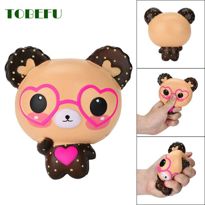 Tobefu stressreliever duftende squishy søte briller bjørn squishies sjarm super sakte stigende klemme leker