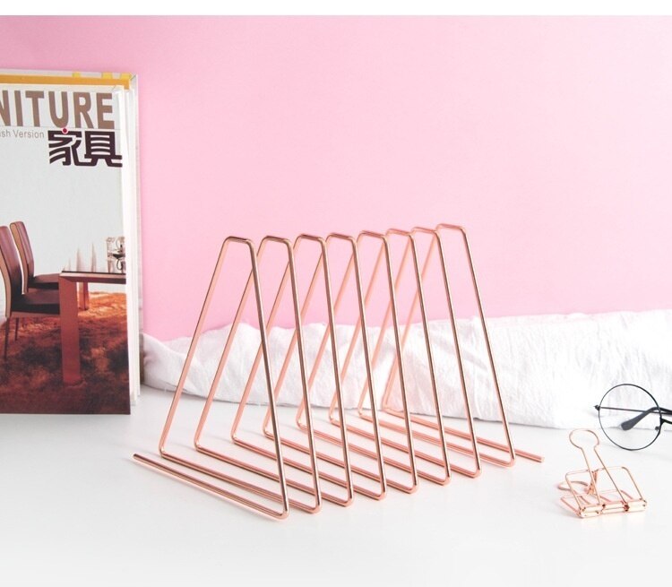 Einstellbar Versenkbare Bücherregal Metall Buch Halfter Buch Stehen Schreibwaren Veranstalter: rosegold