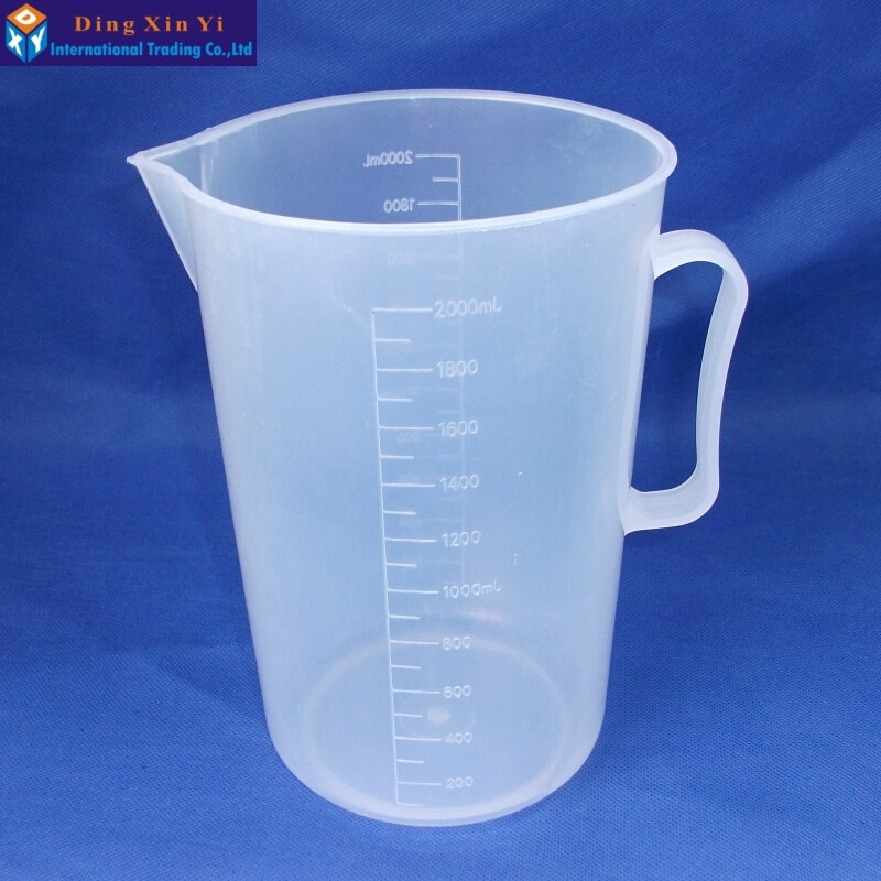2PCS/lot 2000ml plastic beaker with handle Clear White Plastic Measuring Cup Beaker for Lab Kitchen