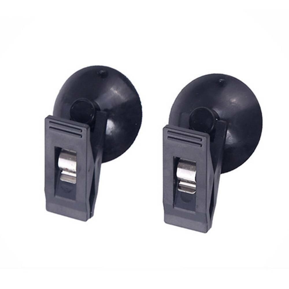 2pcs Car Interior Window Mount Suction Cap Clip Plastic Sucker Removable Holder For Sunshade Curtain Towel Ticket: Black