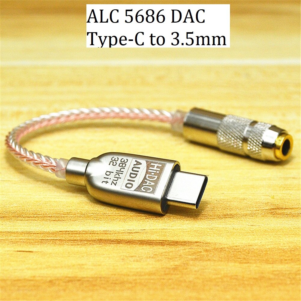 USB C DAC Headphone Adapter Portable 32bit386kHz Hifi DSD600ohm High Resistance Amplifier-Type C to 3.5mm Jack Adapter - ALC5686: ALC5686 DAC