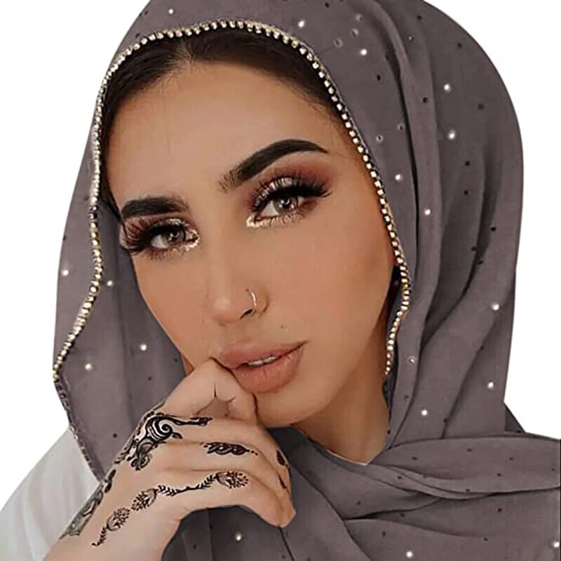 70*180cm Chiffon hijab schal mit perlen femme musulman lange tücher islamischen kopftuch kleidung muslimischen stickerei hijabs