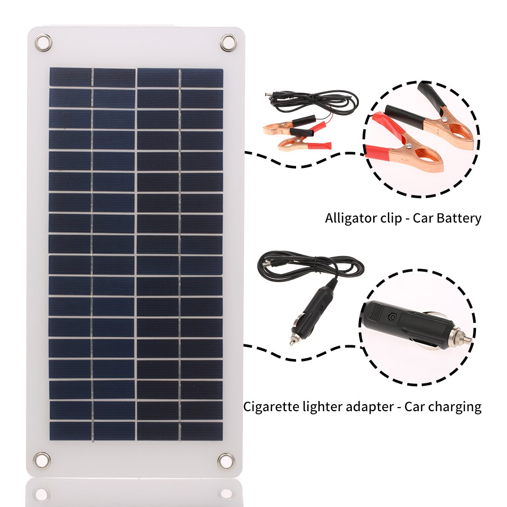 Solar Car Battery Charger Maintainer Semi-flexible Portable Solar Power Panel Trickle Charging For RV Motorcycle Boat Marine