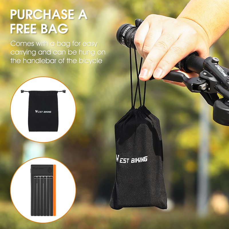 WEST BIKING-candado plegable para bicicleta de montaña, candado antirrobo de seguridad para carretera, candado de cadena para bicicleta eléctrica, accesorios para bicicleta