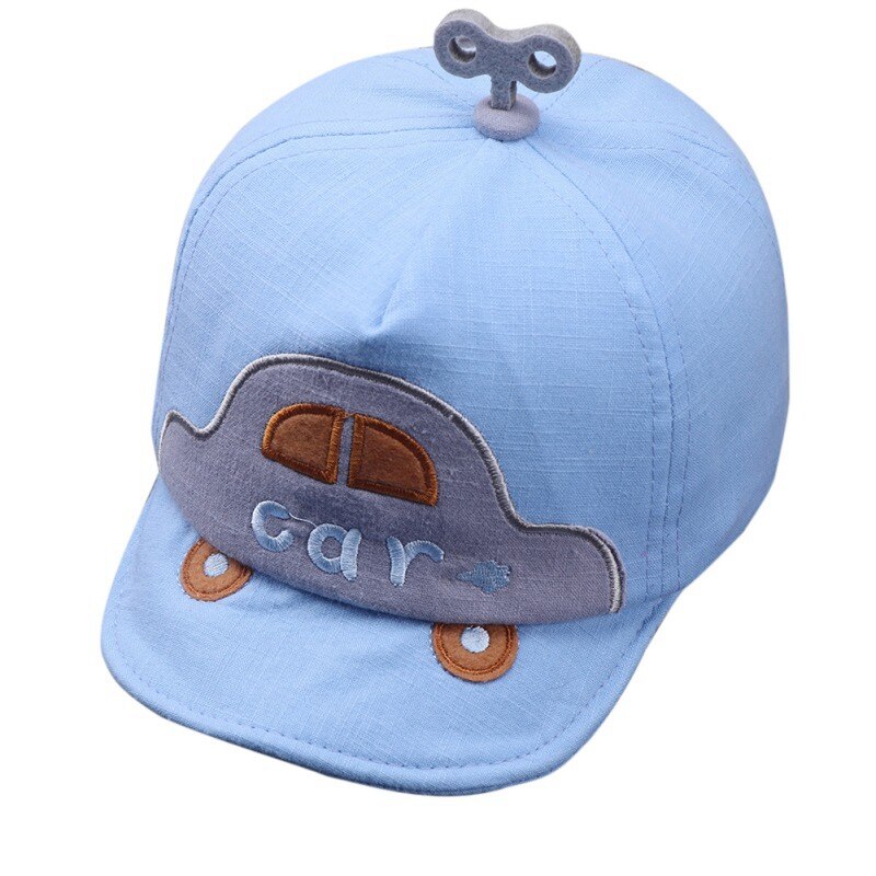 Car Boys Hat Summer Baseball Cap Toddler Children Cartoon Casual Hip Hop Sunhat Snapback Caps: Sky Blue