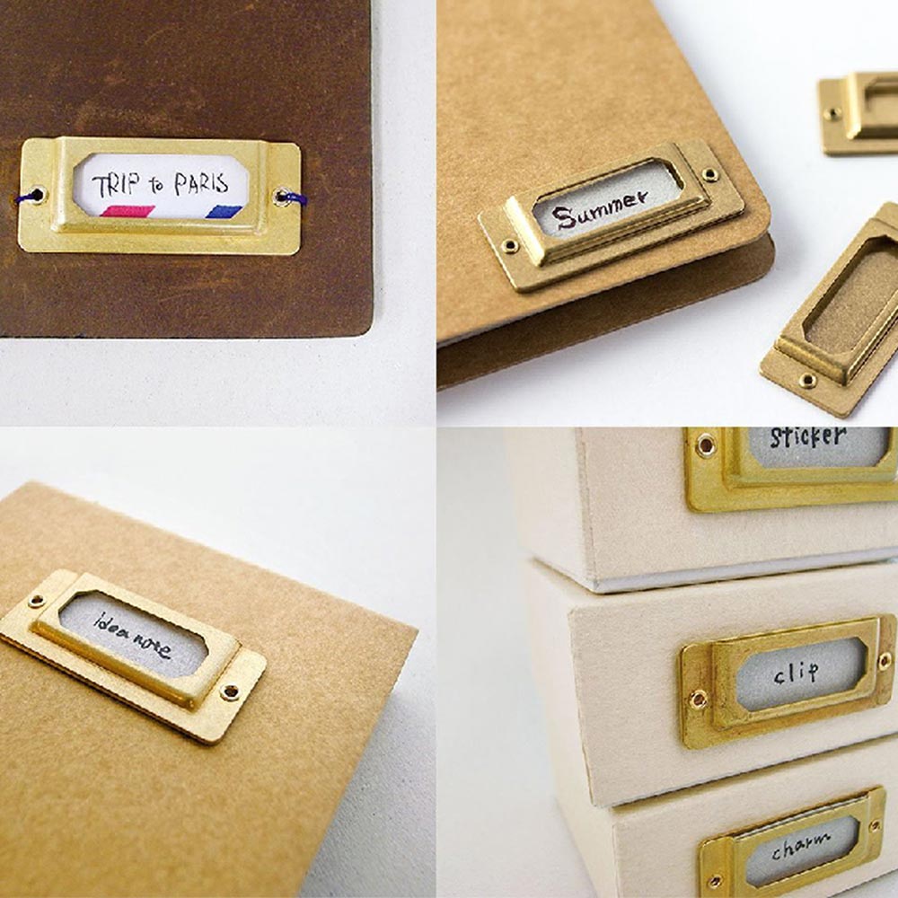 Actualización de tarjeta de índice de etiqueta Vintage, marcapáginas de bronce, etiqueta Retro de cobre Midori, etiqueta de nombre de latón antiguo para cuaderno de viaje