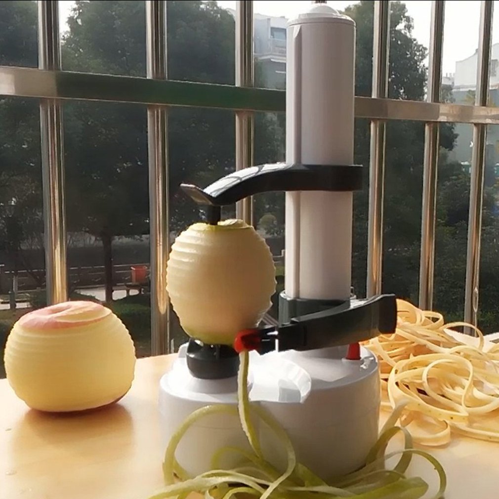 1PC Electric Spiral Apple Peeler Cutter Slicer Fruit Potato Peeling Automatic Battery Operated Machine with Charger Eu Plug