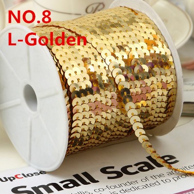 100 Yards 6mm Platte Ronde Pailletten Lint Naaien onTrim, Spangle Pailetten Strings in Roll Voor Ambachten, Vrouwen Doek Accessoires: Light Golden