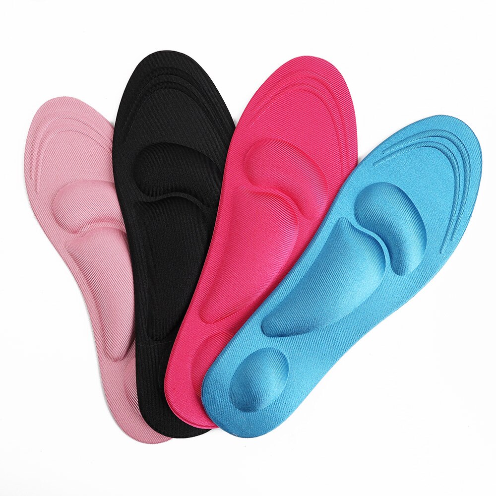 1 paire de semelles orthopédiques 4D pour hommes et femmes, semelles intérieures en éponge, chaussures de Sport confortables, absorbe les chocs, talon en Gel, couleur aléatoire