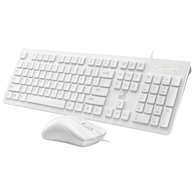 S500 Keyboard Mouse Combo Wired Office Keyboard, 104 Keys USB Ergonomic Wrist Rest Keyboard for Windows PC Gamer Desktop: White Set 1