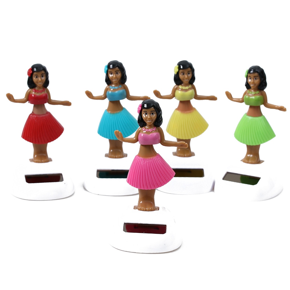 Color RandomNovelty Solar Powered Dancing Girl Hawaiian Luau Party Swinging Bobble Toy Figure Decoration Doll Toys