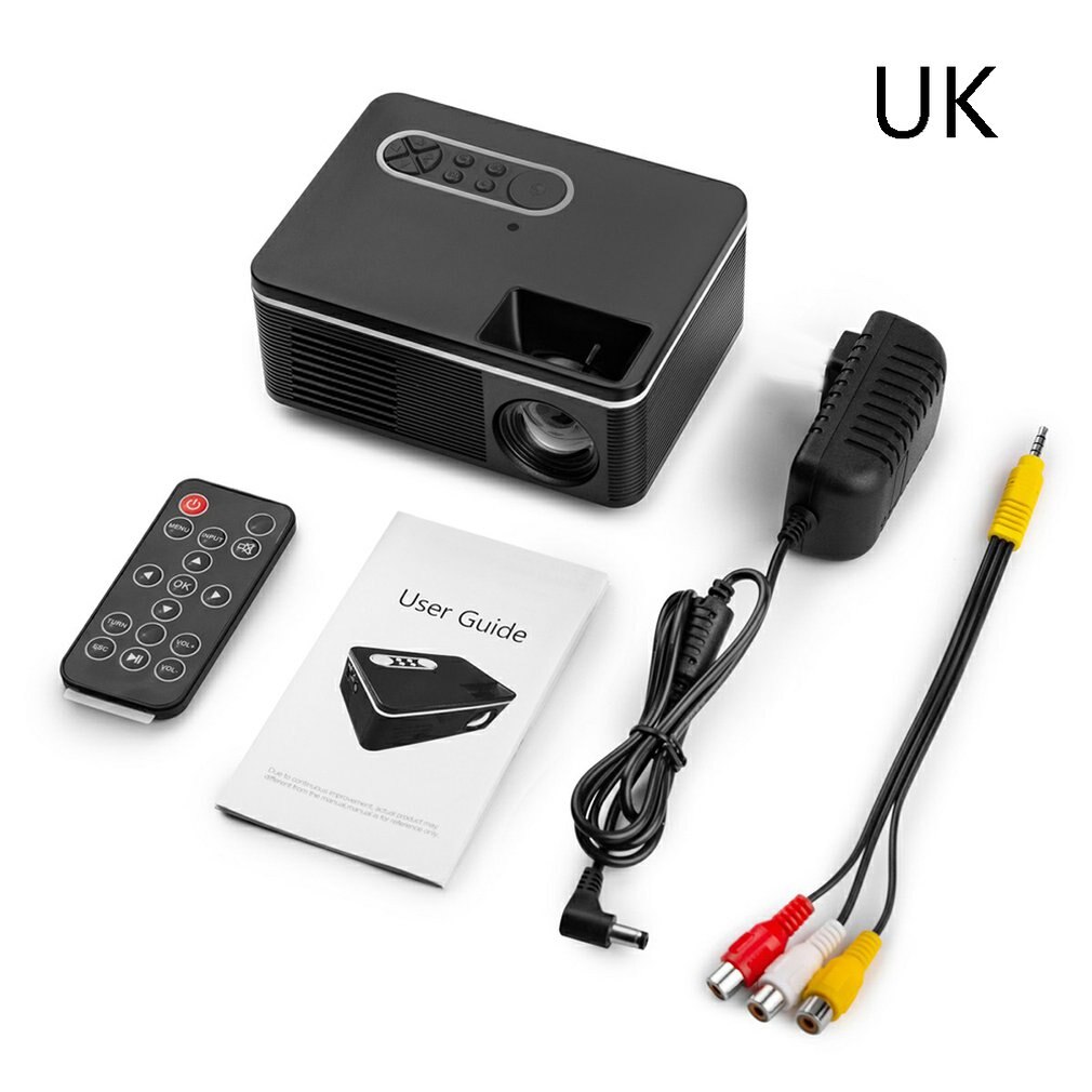 Hd Led Portable Mini projecteur vidéo pour Home cinéma jeu film cinéma projecteur 1080P projecteur Au Plug: UK BLACK