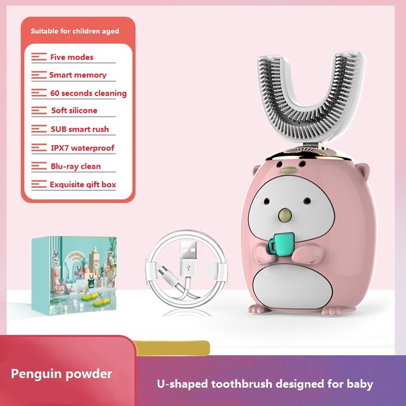 Neue Heiße freundlicher Elektrische Zahnbürste Karikatur aufbringen Zahn Pinsel Elektrische Zähne Zahn Pinsel Für freundlicher mit Weichen Ersatz Kopf: pinguin pulver 2-6