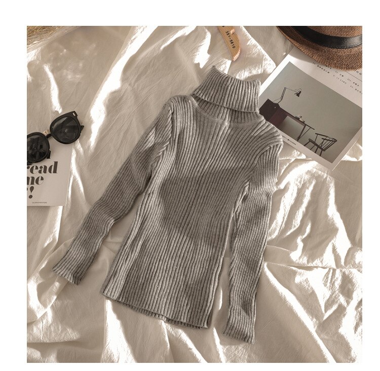 Babymeisjes trui meisjes truien effen coltrui jas jongens truien herfst gebreide kinderkleding meisjes trui pure kleur: Grijs / 4t