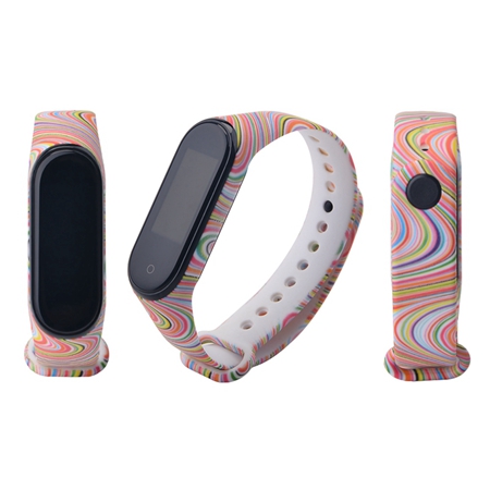 Correa de silicona para Xiaomi Mi band 3 y 4, Correa Universal de silicona con estampado de dibujos animados para pulsera inteligente Mi Band 3 y Mi band 4: Colorful pattern