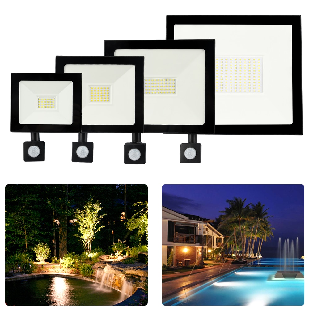Motion Sensor LED Flood Light IP66 Waterproof 50W 30W 20W 10W Reflector Floodlight Lamp AC220V foco Led Exterior Outdoor Spot