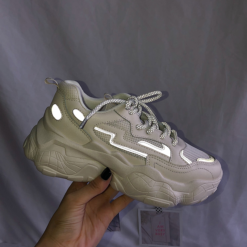 Dames sneakers herfst dames casual schoenen ademend dames platform dad schoenen sneakers zapatillas mujer  m1150: Beige / 7.5