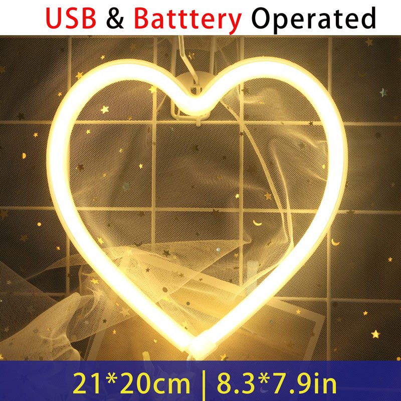 Hartslag Neon Sign Licht Led Liefde Logo Lamp Bruiloft Lighing Backplane Bekentenis Kerst Decor Achtergrond Muur Usb Aangedreven: Heart-S