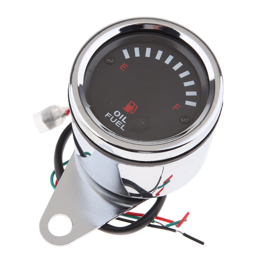 Universal Motorcycle Fuel Level Oil Gauge Meter 12V 65mm with LED Backlight