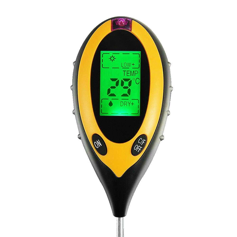 Medidor de PH Digital 4 en 1, medidor de PH, medidor de prueba de humedad y agua del suelo, medidor de temperatura solar para siembra de planta agrícola de jardín: Default Title