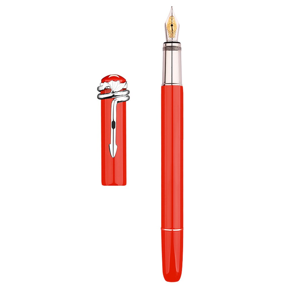 Updated Moonman Master F9 Metal Fountain Pen Snake / Spider Piston Ink Pen F Nib 0.5mm Original Box: Red -Snake