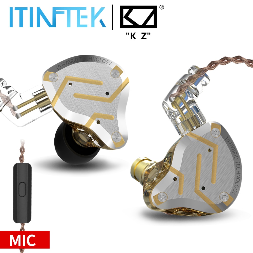 KZ ZS10 Profi HIFI Kopfhörer Metall 4BA 1DD hybrid 10 Treiber Bass Headset Lärm abbrechen in-Ohr Sport Spielen kopfhörer mit Mic