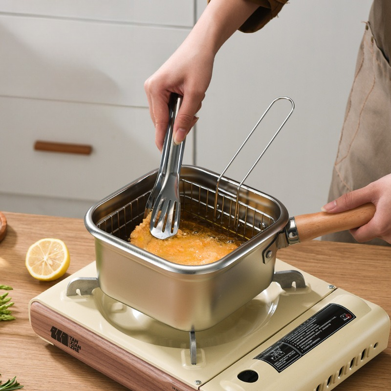 Keittiön ruostumattomasta teräksestä valmistettu öljykeitin pieni kotitalouksien syväkeitin ulkona käytettävä monitoiminen kannettava syväkeitin kaasukäyttöinen syväkeitin