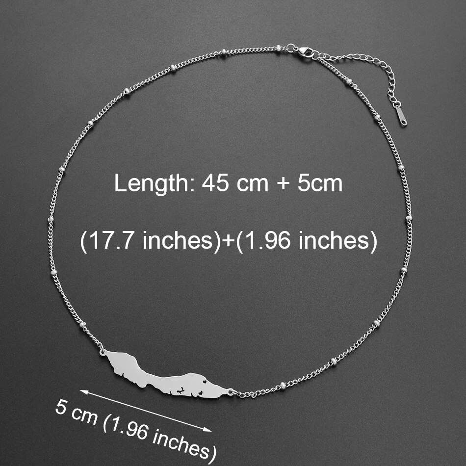 Anniyo 5Cm Big Size Curacao Ball Chain Kettingen Curacao Kaart Hanger Roestvrij Staal, twee Kleur Sieraden Kaart #113121