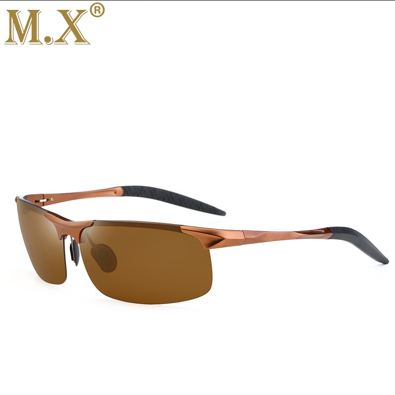 Aluminium Magnesium Männer Sonnenbrille Polarisierte Sport Fahren Nachtsicht Brille Sonnenbrille Angeln UV400 Randlose Sonnenbrille: Braun