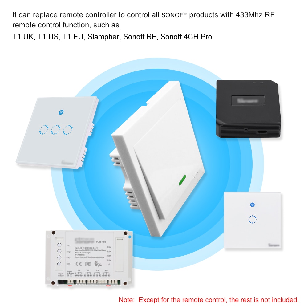 EWeLink-Interruptor de luz de pared con Control remoto, pulsador, 3 entradas, 86 tipos, para hogar inteligente, 433MHz, inalámbrico, RF, Control remoto