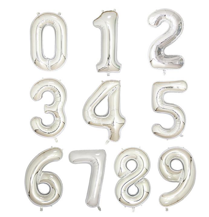 10Pcs/lot Party Balloons Animal Number Balloons Wedding Birthday Festival Party Supplies Aluminum Foil Gold Silver Pink Blue 0-9