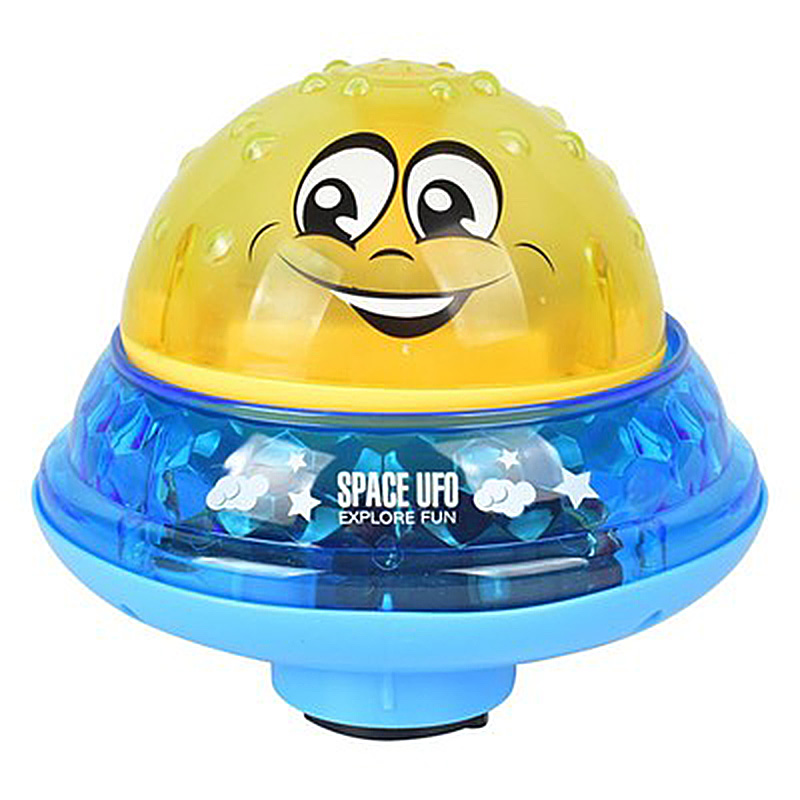 Vandlegetøj ufo stil vandspray rotere med lys bruser børnelegetøj børn småbørn svømning fest badeværelse led belysning legetøj: Blå base yel bold