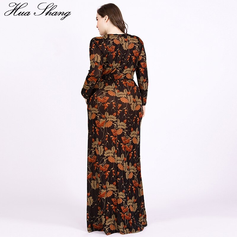6xl plus size lange kjoler med lange ærmer kvinder sommer retro blomsterprint vintage kjole lommer gulv længde festkjole