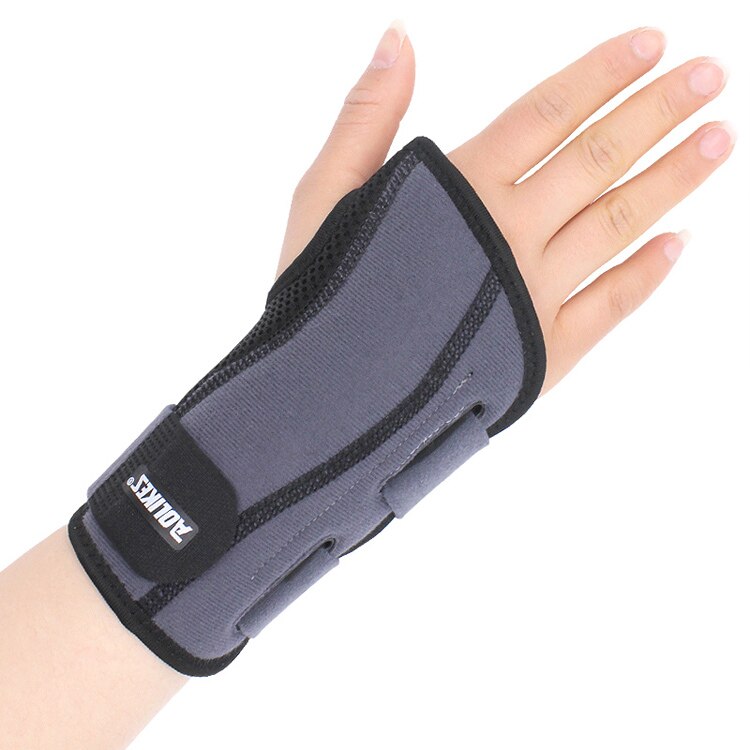 Aolikes elastische duim polsband veer stalen wikkel handpalm pols brace rechter of linker hand ondersteuning corrector bandage