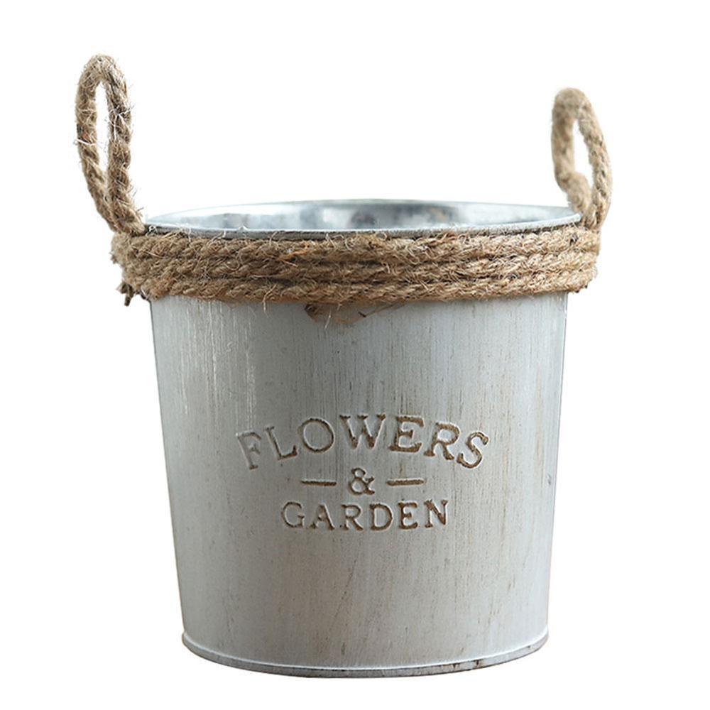 Small Size Cute Vintage Bucket Flower Pot Planter Succulent Plant Flowerpot Decor Garden Home N3A6: Large hemp rope