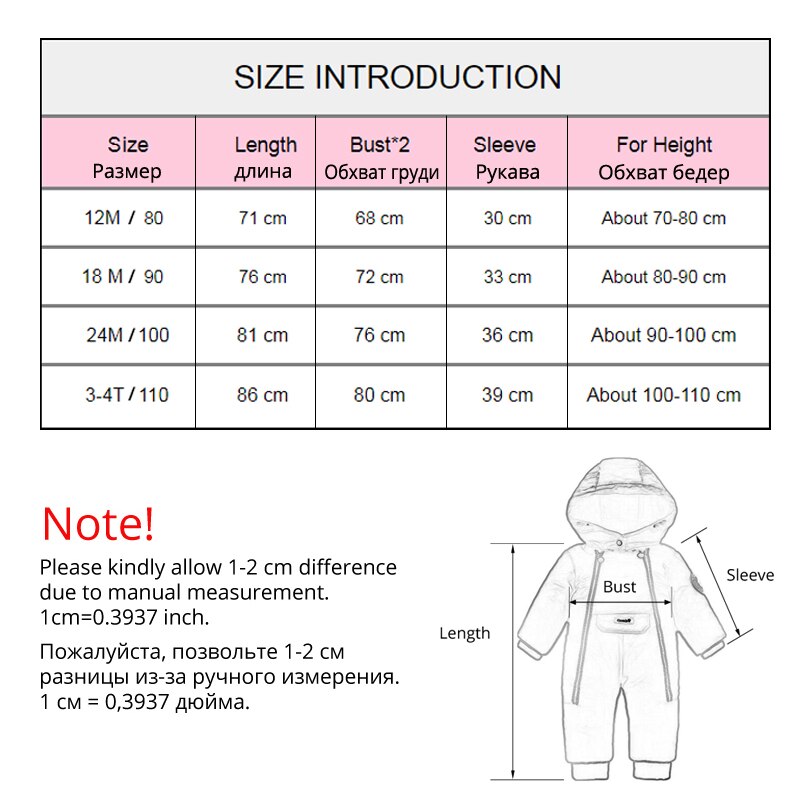 IYEAL Kinderen Baby Kleding Winter Snowsuit Eendendons Romper Outdoor Peuter Meisjes Overalls voor Jongens Kids Jumpsuit 1-4 jaar