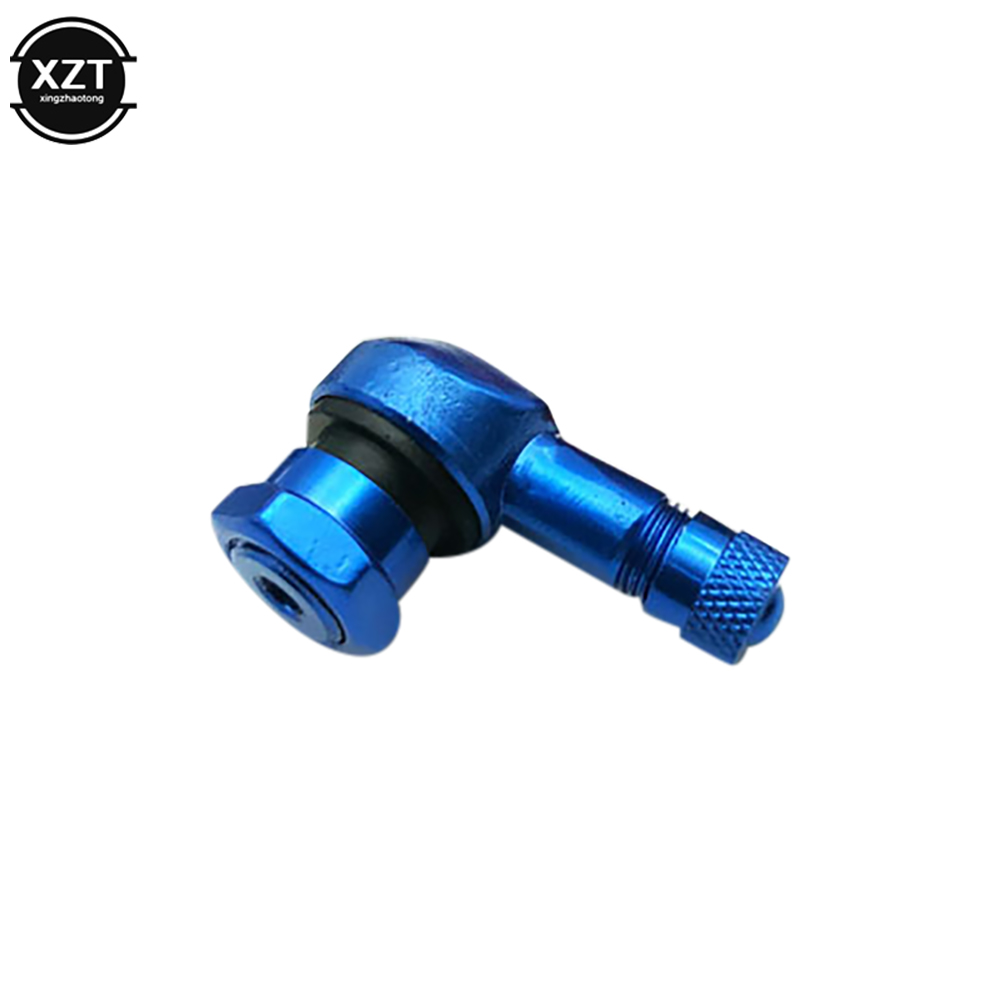 Válvula de aleación de aluminio para llanta de motocicleta, ángulo de 90 grados, vástagos de válvula sin cámara para llanta, piezas de rueda, 1 Uds.: Azul